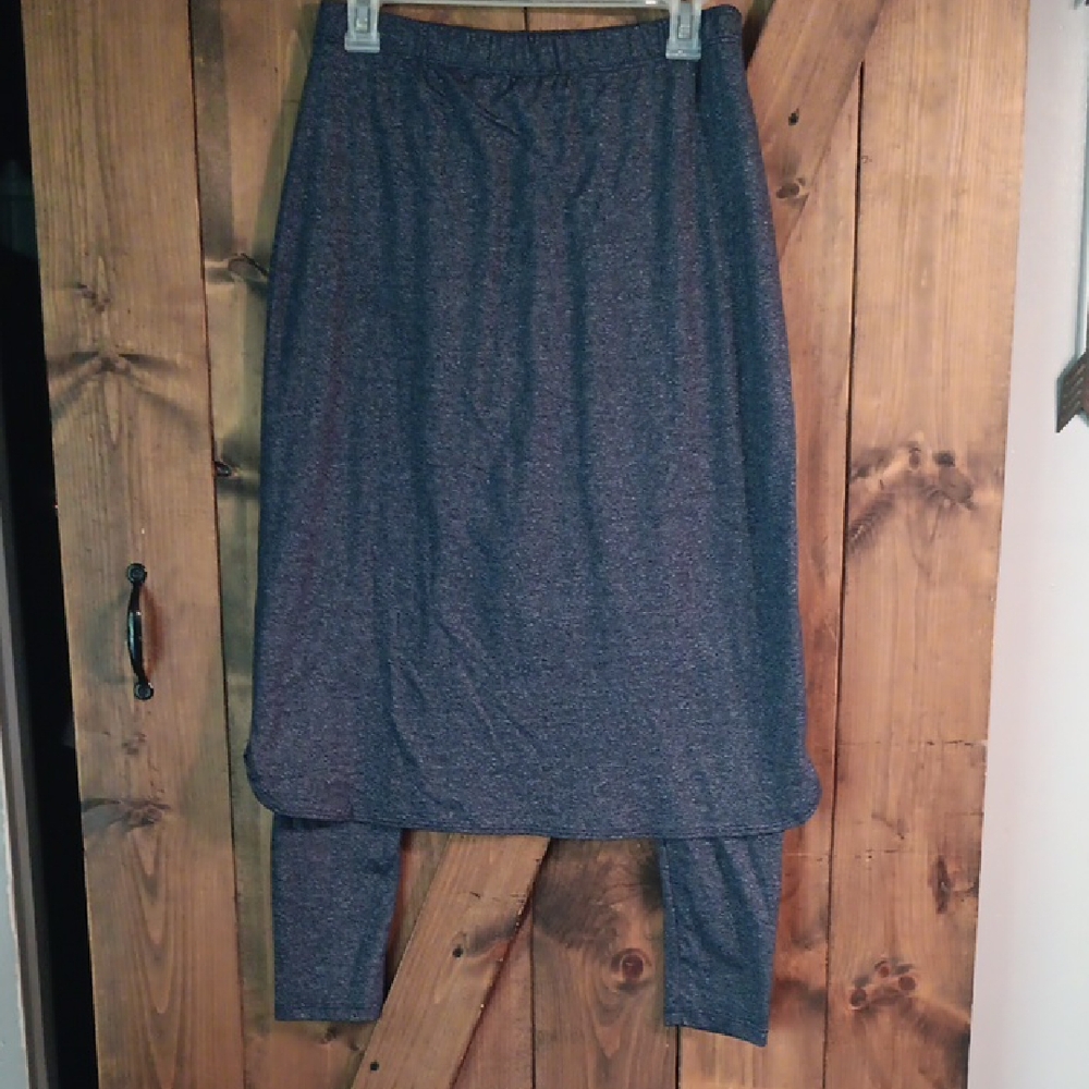Gray Layered Skirt with Leggings
